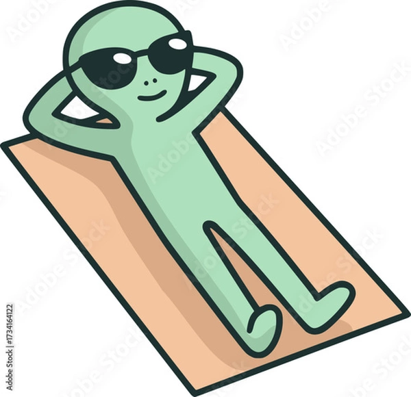 Fototapeta Alien in towel in relax pose design