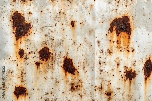 Fototapeta Close-up view of a rusty surface showing intricate natural stains and textures in an industrial setting