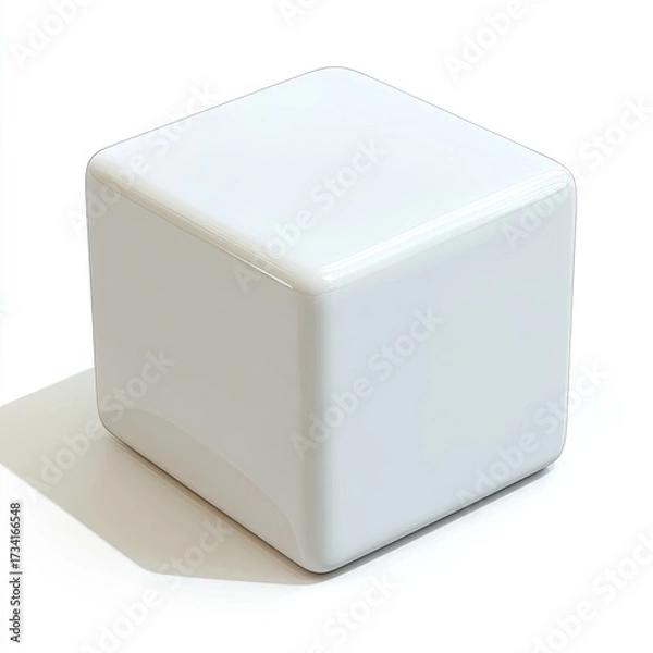 Obraz A solid, glossy white cube, smooth surfaces, simple geometric form