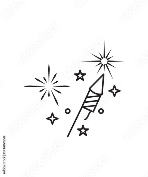 Fototapeta firework icon, vector best line icon.