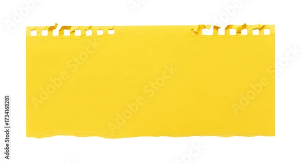 Obraz Isolated yellow piece of paper torn from a notebook ready for design, message, or note