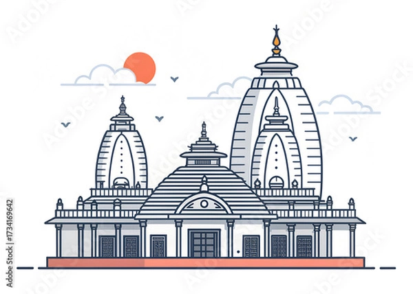 Fototapeta Minimalist vector of Jagannath Temple in Orissa,