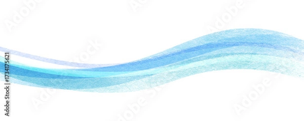 Obraz きれいな水色の水彩で描かれた波状にウェーブする背景フレーム