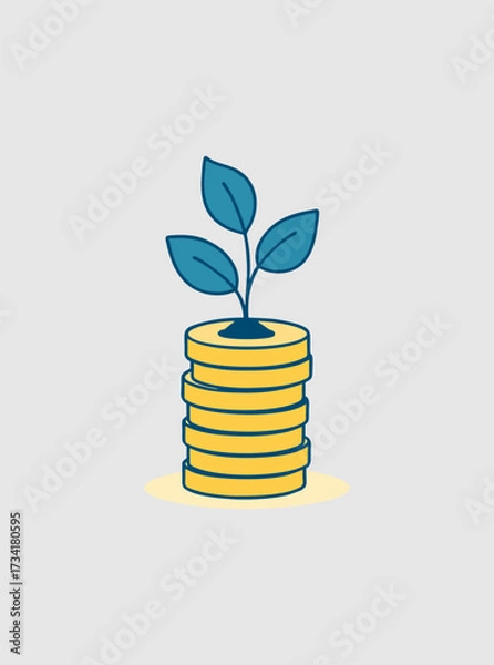Obraz plants grow from piles of gold coins. b13.eps