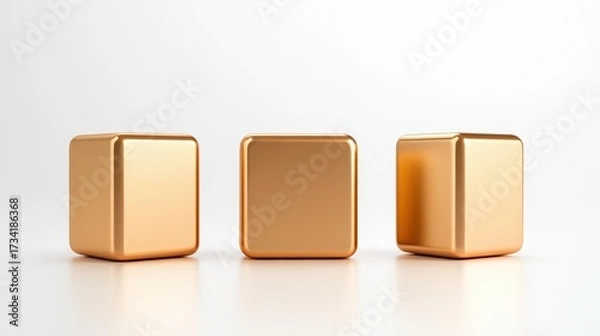Fototapeta Arrangement of three increasing stacks of gold bars in a modern environment for financial representation
