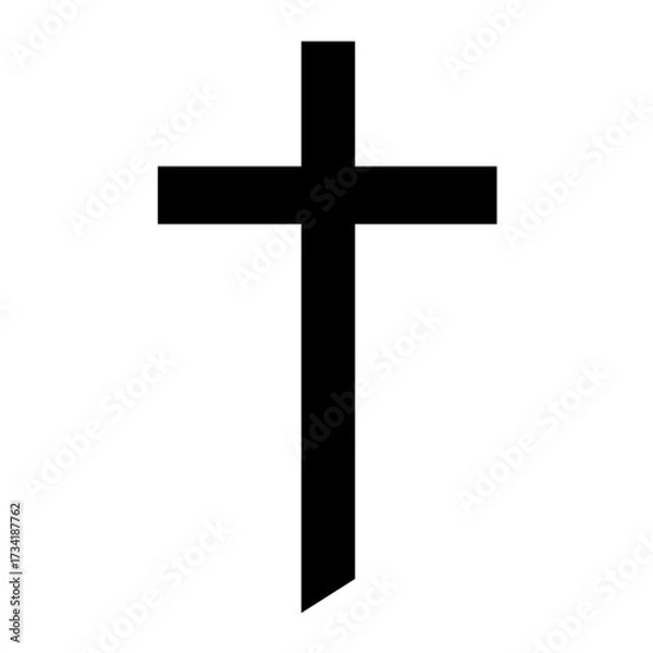 Fototapeta Silhouette of simple Christian cross symbol isolated on white background