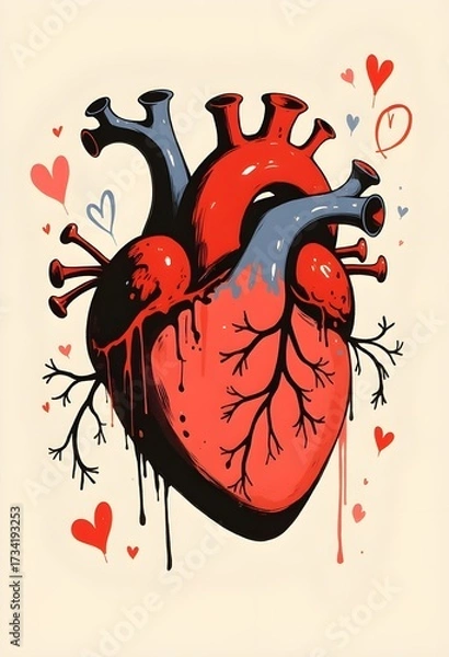 Obraz heart with blood in vertical