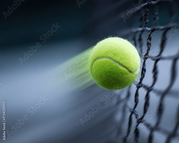 Fototapeta Tennis Ball in Motion Near Net During a Match at the US Open Tennis Championship Event