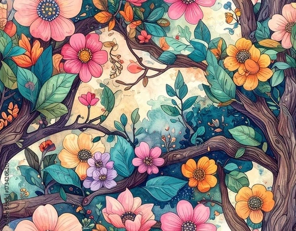 Fototapeta seamless floral pattern