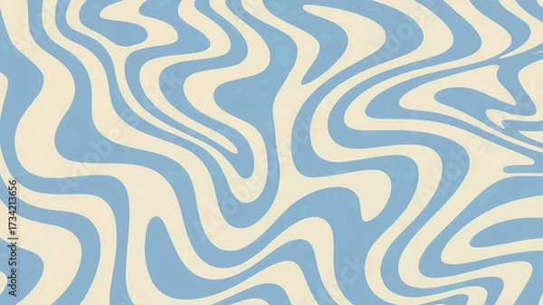 Fototapeta Abstract swirl background featuring blue and creamy white wavy pattern for diverse designs