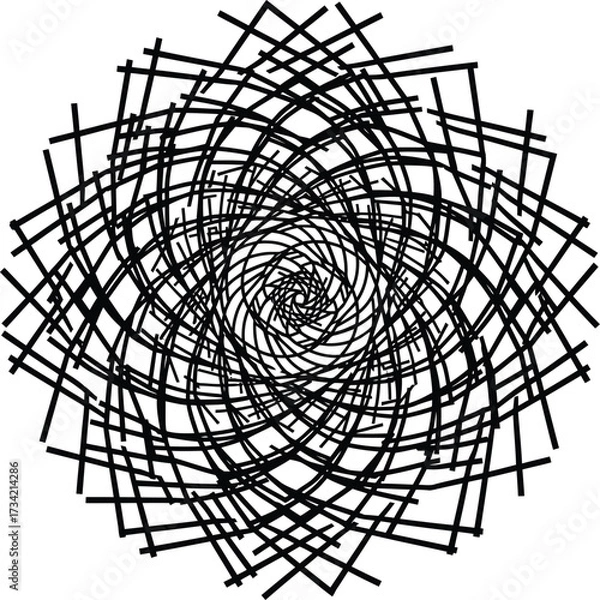 Fototapeta Vector circular woven spiral ornament, heritage NTT ikat weaving style, premium textile pattern for packaging