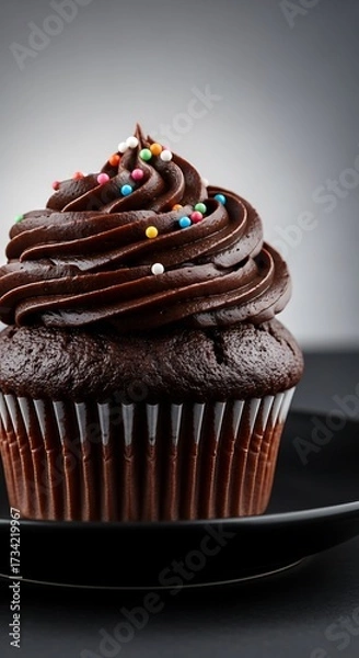 Obraz Delicious Chocolate Cupcake with Sprinkles.