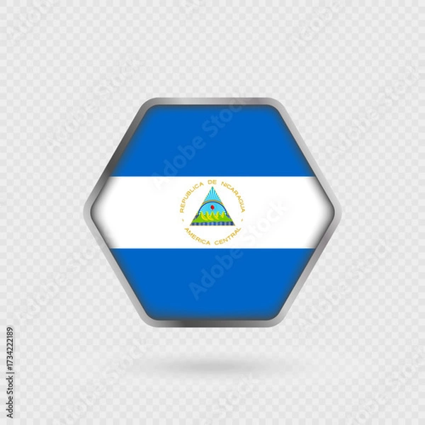 Fototapeta Nicaragua flag in a hexagon frame.