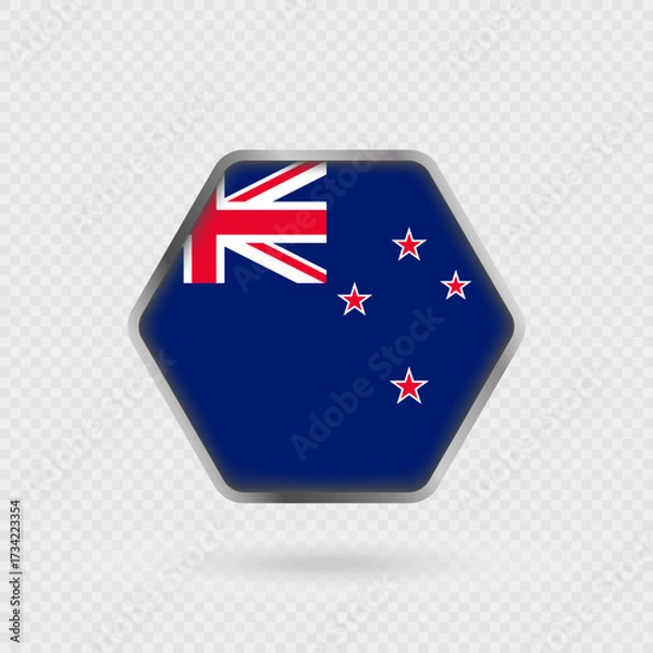 Fototapeta New Zealand flag in a hexagon frame.