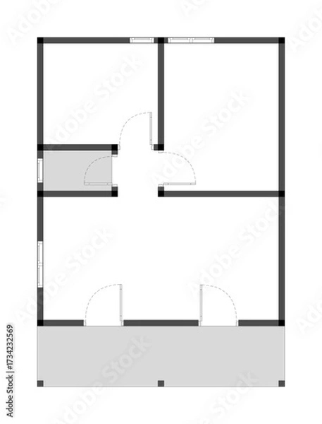Fototapeta floor plan of a modern unfurnished house for your design. Suburban house vector blueprint. Architectural background. eps.