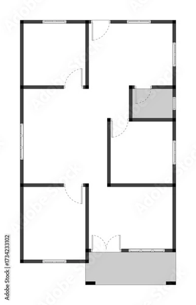 Fototapeta floor plan of a modern unfurnished house for your design. Suburban house vector blueprint. Architectural background. eps.