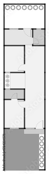 Fototapeta floor plan of a modern unfurnished house for your design. Suburban house vector blueprint. Architectural background. eps.