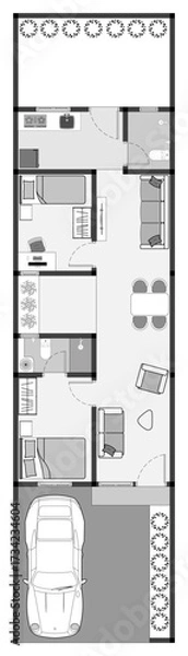 Fototapeta floor plan of a modern unfurnished house for your design. Suburban house vector blueprint. Architectural background. eps.