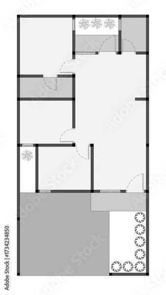 Fototapeta floor plan of a modern unfurnished house for your design. Suburban house vector blueprint. Architectural background. eps.