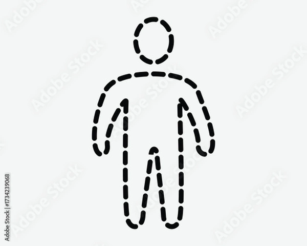 Fototapeta Transparent Man Shape Stick Figure Standing Dotted Line Shadow Ghost Spirit Identity Personality Character Human Outline Dissolve Teleport Sign