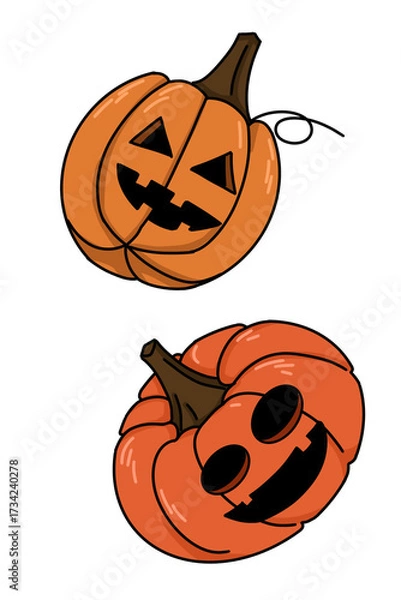 Obraz halloween orange pumpkin isolate on png background
