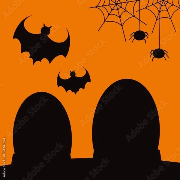 Obraz halloween background with bats and spiders