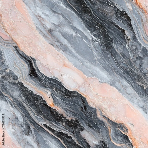Fototapeta Elegant Black and Pink Marble Texture with Veins and Patterns