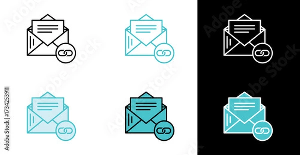 Fototapeta Mail Message with Hyperlink icon for online document delivery in line and fill style