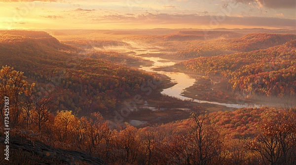 Obraz 黄金の季節が描く静寂の谷