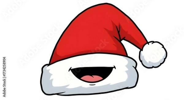 Fototapeta A cheerful Santa's hat ready for the festive season with a joyful expression