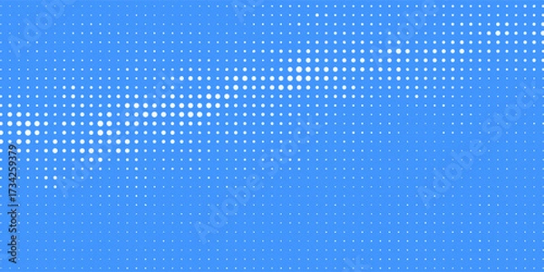 Fototapeta Blue halftone pattern. Retro comic gradient background. Bright pixelated dotted texture overlay. Cartoon pop art faded gradient pattern. Vector