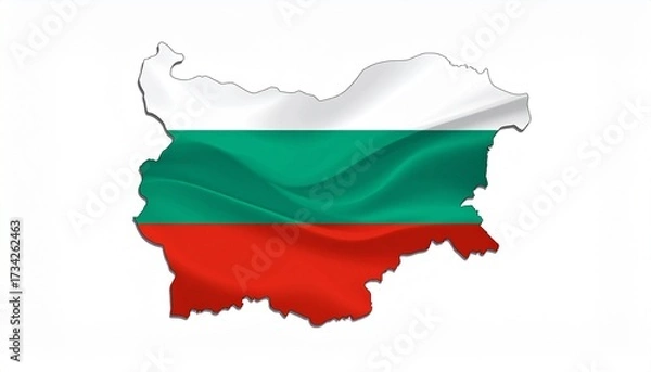 Fototapeta The flag of Bulgaria placed within the country map silhouette crisp vector style isolated on white background

