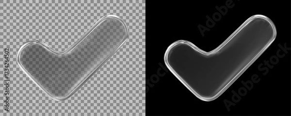 Fototapeta 3d glass transparent check mark icon. Stock vector illustration on isolated background.	