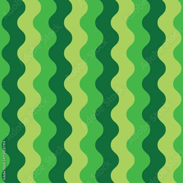 Fototapeta Green retro groovy vertical waves seamless pattern.60s and 70s vibes Vintage Geo Art, waves Pattern Vector illustration. Trendy wave pattern Abstract stripes green optical art wave line.
