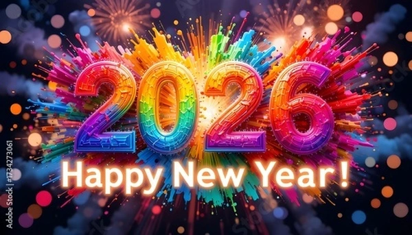 Obraz Vibrant New Year 2026 Celebration Poster