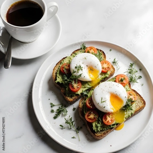 Obraz toast with poached eggs