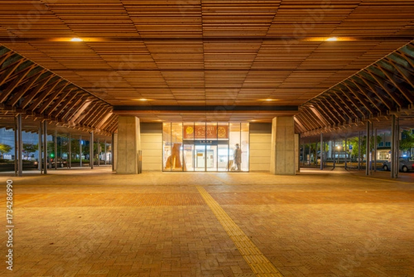 Obraz 日豊本線 夜の日向市駅