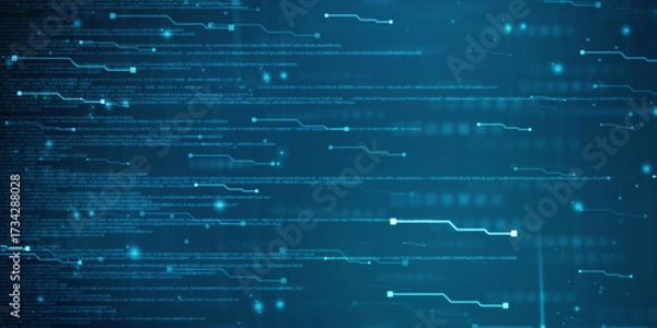 Fototapeta Internet binary data code computing or transmission process, Internet data transmission, Binary Code Background, Digital Abstract technology background