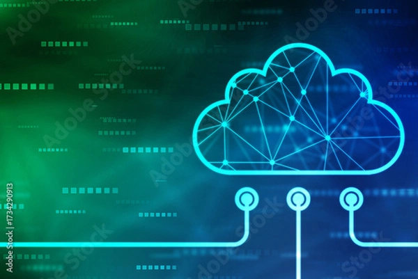 Fototapeta Cloud Computing Concept, modern cloud technology. Integrated digital web concept background, internet data storage, database and mobile server concept