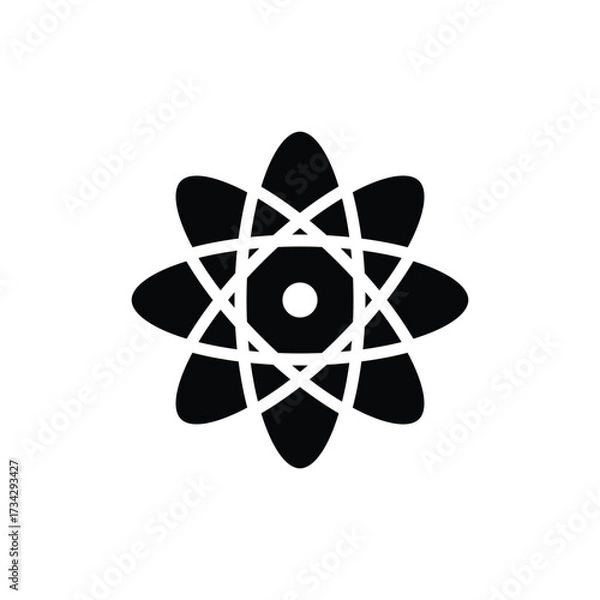 Fototapeta Abstract quantum computing icon representing atoms and future technology innovation vector