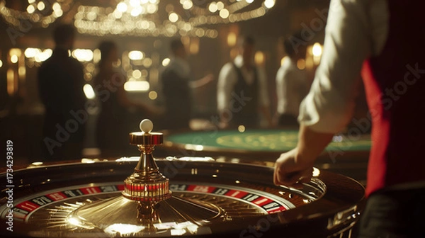 Obraz 運命が回る夜、輝きと緊張のルーレット