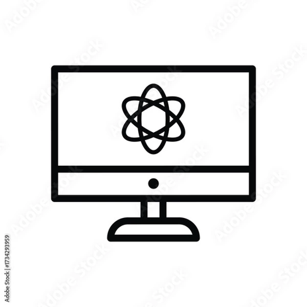 Fototapeta Quantum computing technology icon representing future digital innovation and advanced scientific research vector