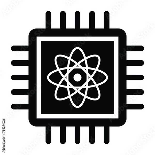 Fototapeta Quantum computing processor chip icon represents advanced technology and scientific innovation vector