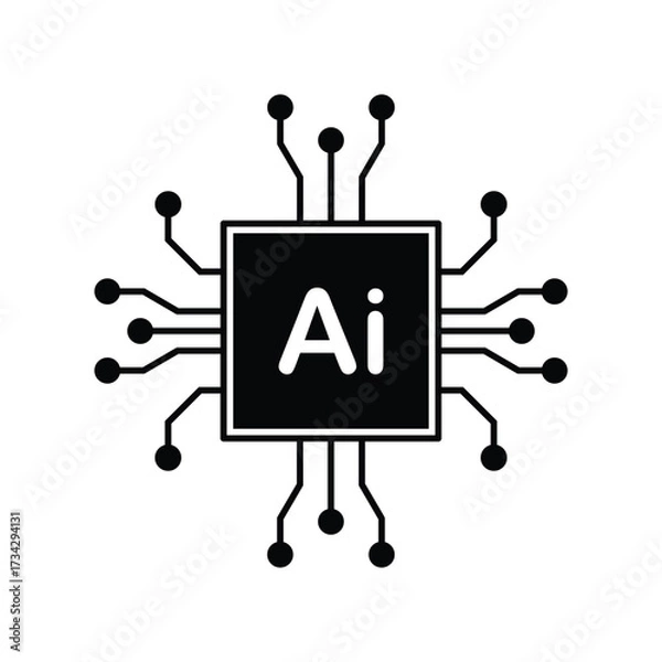 Fototapeta Quantum computing icon featuring ai chip for advanced technology concepts vector