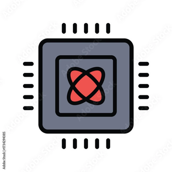 Fototapeta Futuristic quantum computer chip icon representing advanced technology and innovation vector