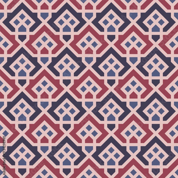 Fototapeta Elegant Geometric Islamic Pattern with Intricate Details in Burgundy and Beige