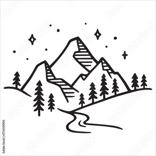 Obraz Minimalist Mountain Landscape With River Path