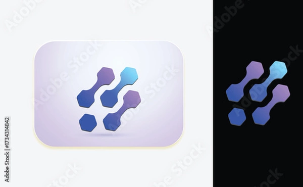 Obraz Modern Technology and  connected  dots Icon colorful gradient 