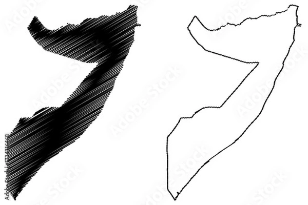 Obraz Somalia map vector illustration, scribble sketch Federal Republic of Somalia