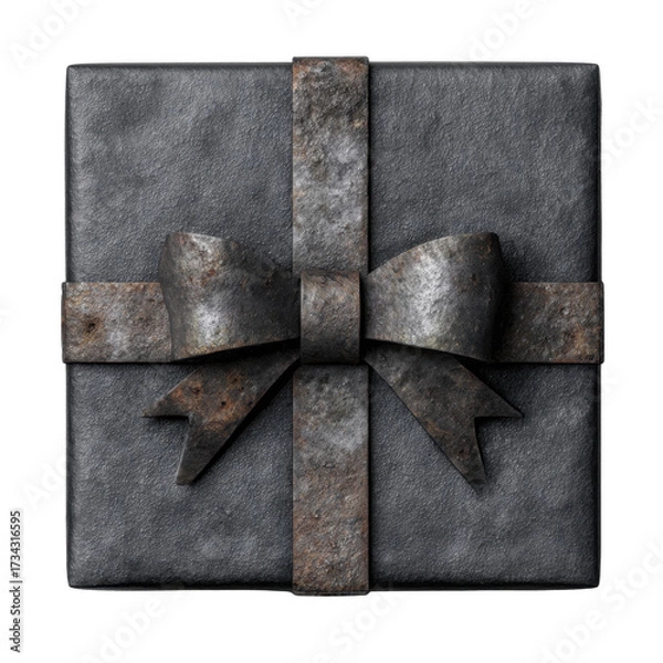 Fototapeta Black Gift Box with Metal Bow